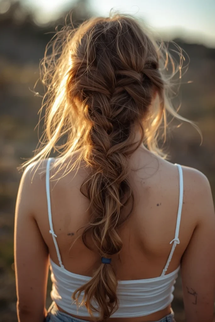 Deliberately loose, undone French braid