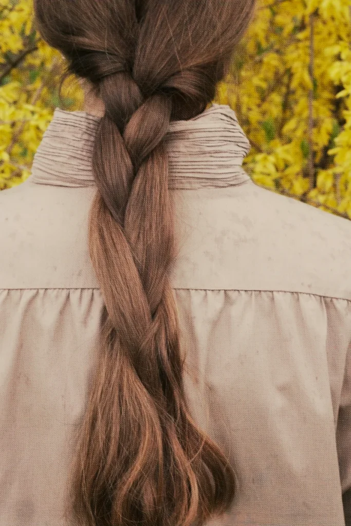 Classic three-strand braid resting down the back