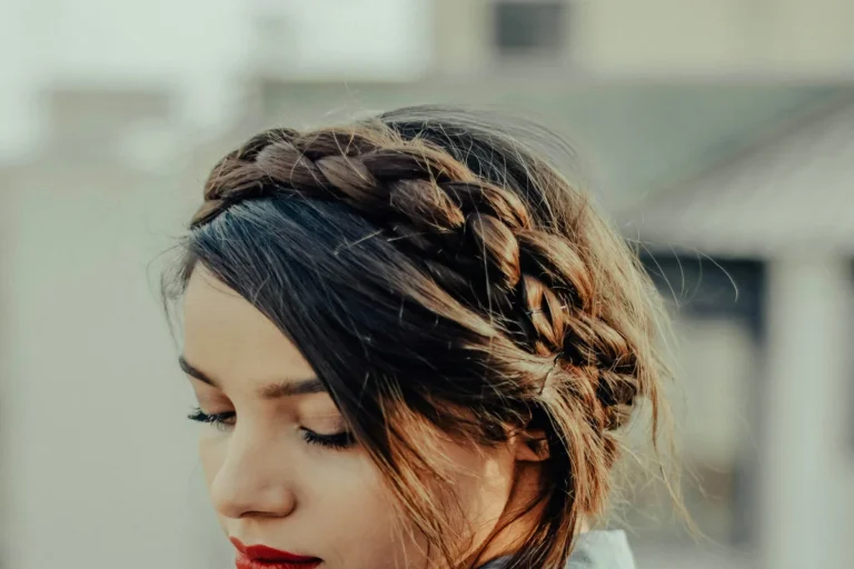 Woman wearing a crown braid hairstyle