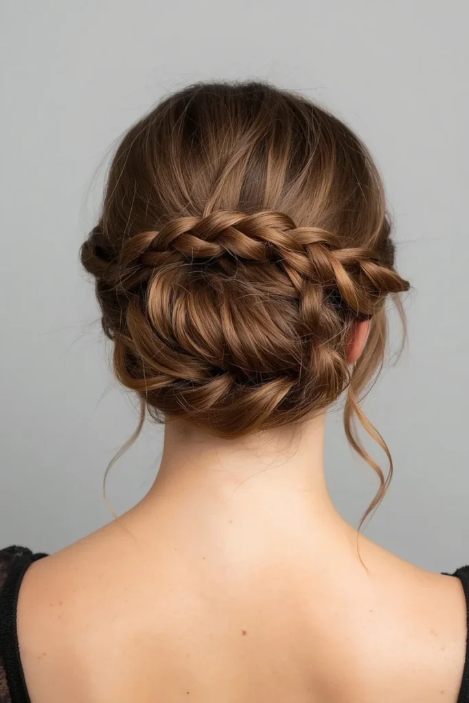 Crown braid updo wrapped around the head