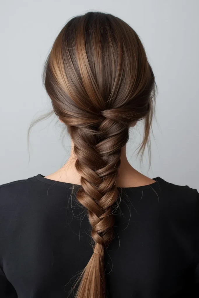 Fishtail braid showing its woven herringbone pattern