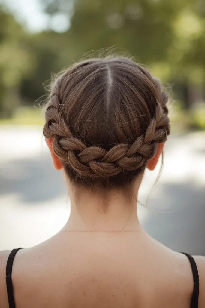 French braid wrapped fully around the head like a crown