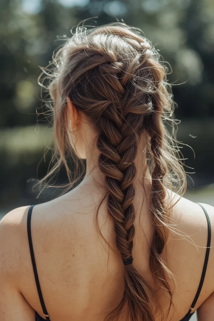 Waterfall-style French braid with strands released along the way